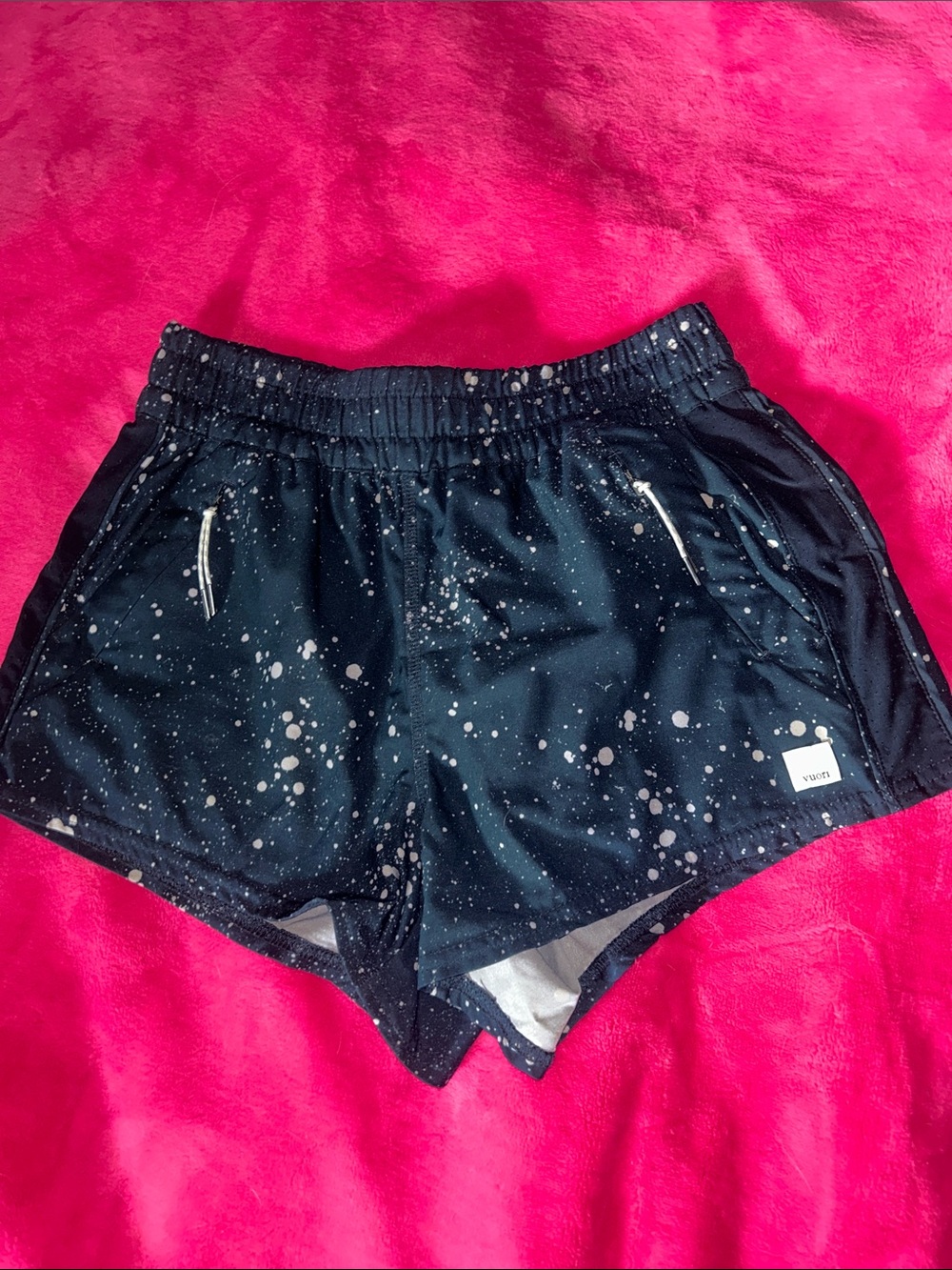 Vuori Dash Running Shorts - Black Paint Splatter